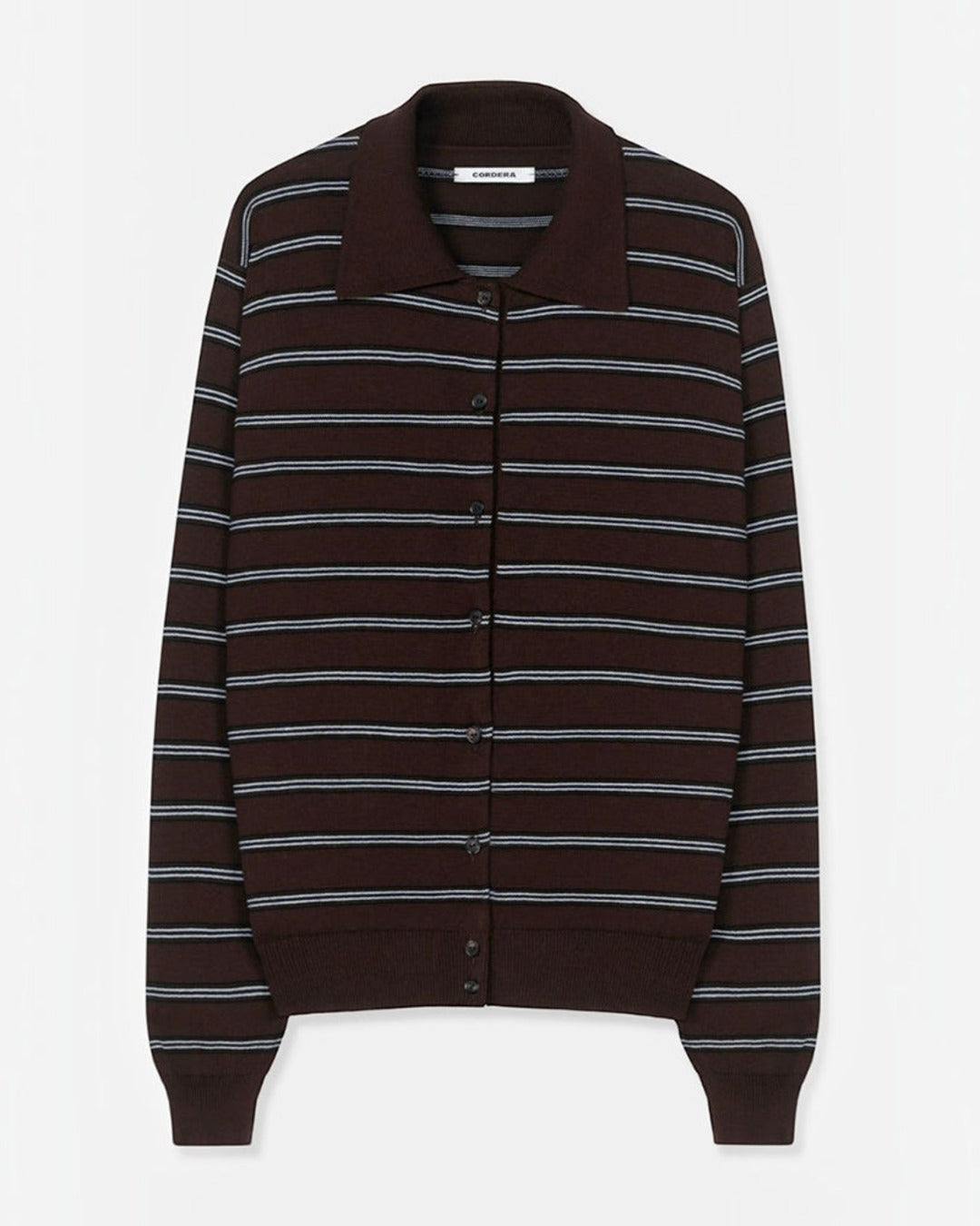 Cordera - Striped Polo Cardigan - Brown