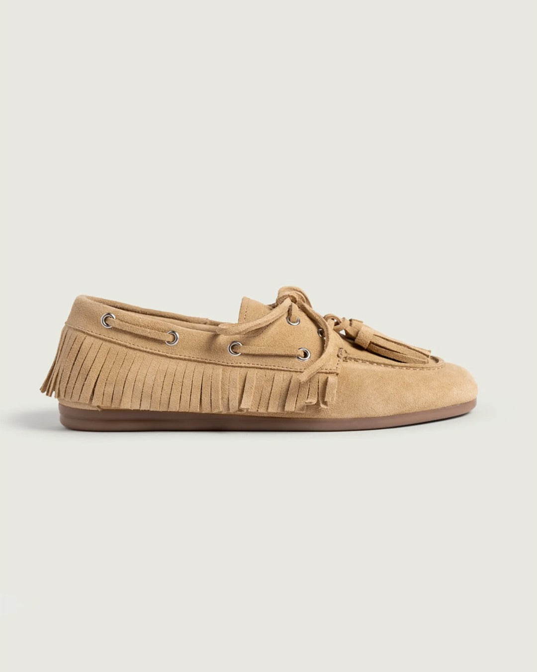 Posa - Suede Boat Loafers - Beige