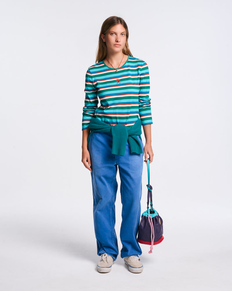 Au Vieux Campeur - Paid Leave - Bianca T-Shirt - Green Bleu Red & Ecru