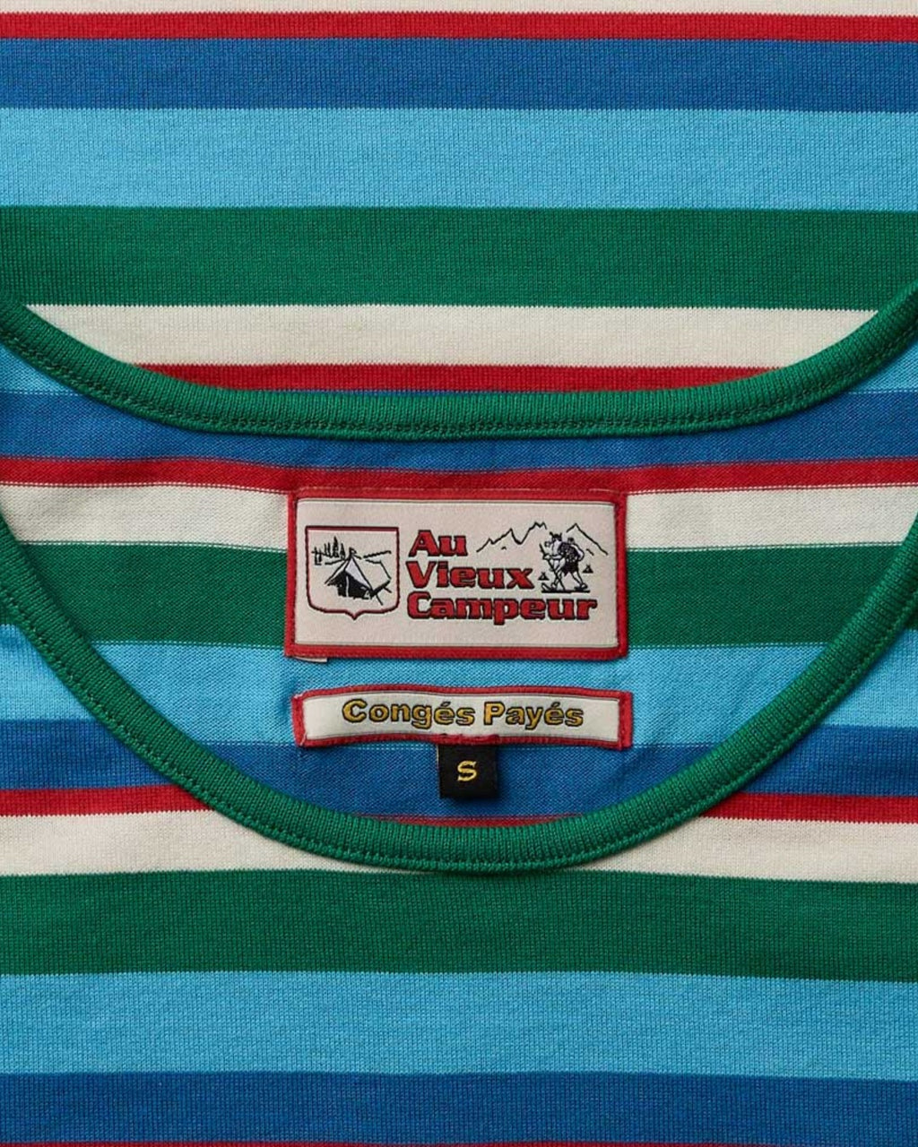 Au Vieux Campeur - Paid Leave - Bianca T-Shirt - Green Bleu Red & Ecru
