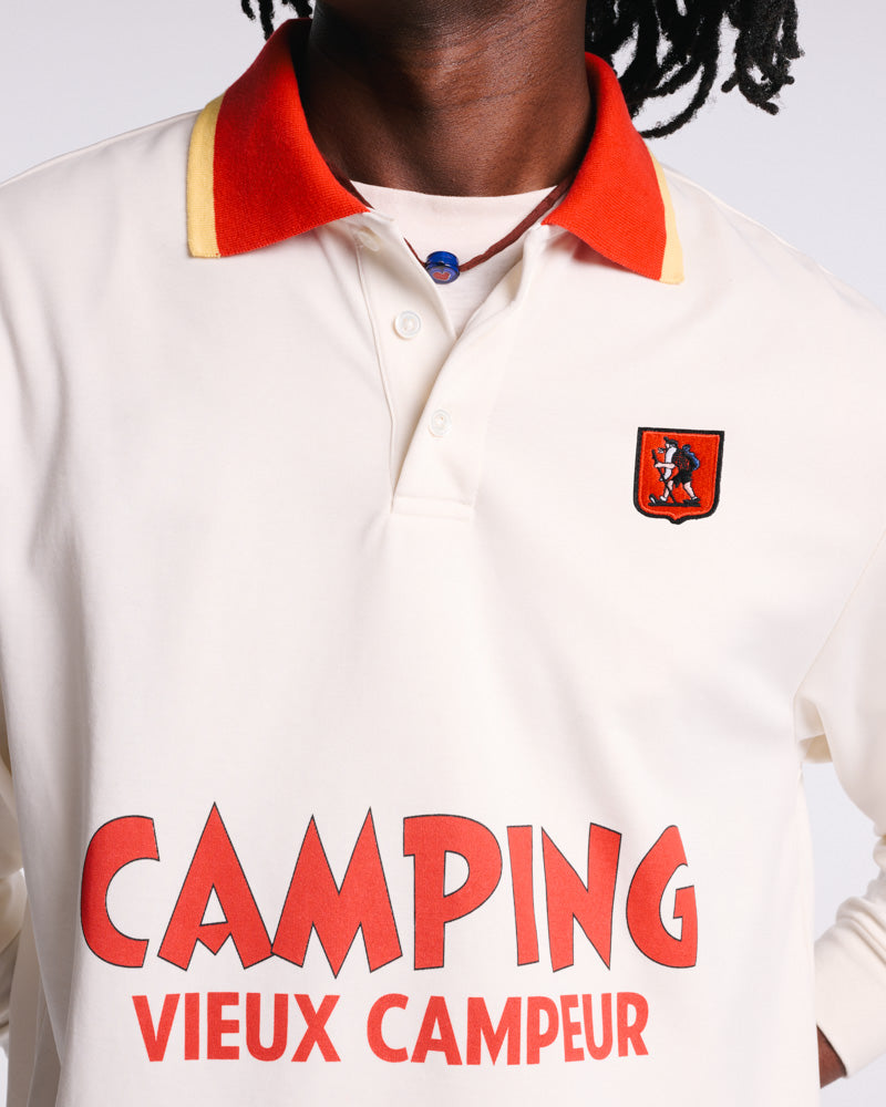 Au Vieux Campeur - Congés Payés - Polo Camping - Blanc & Rouge
