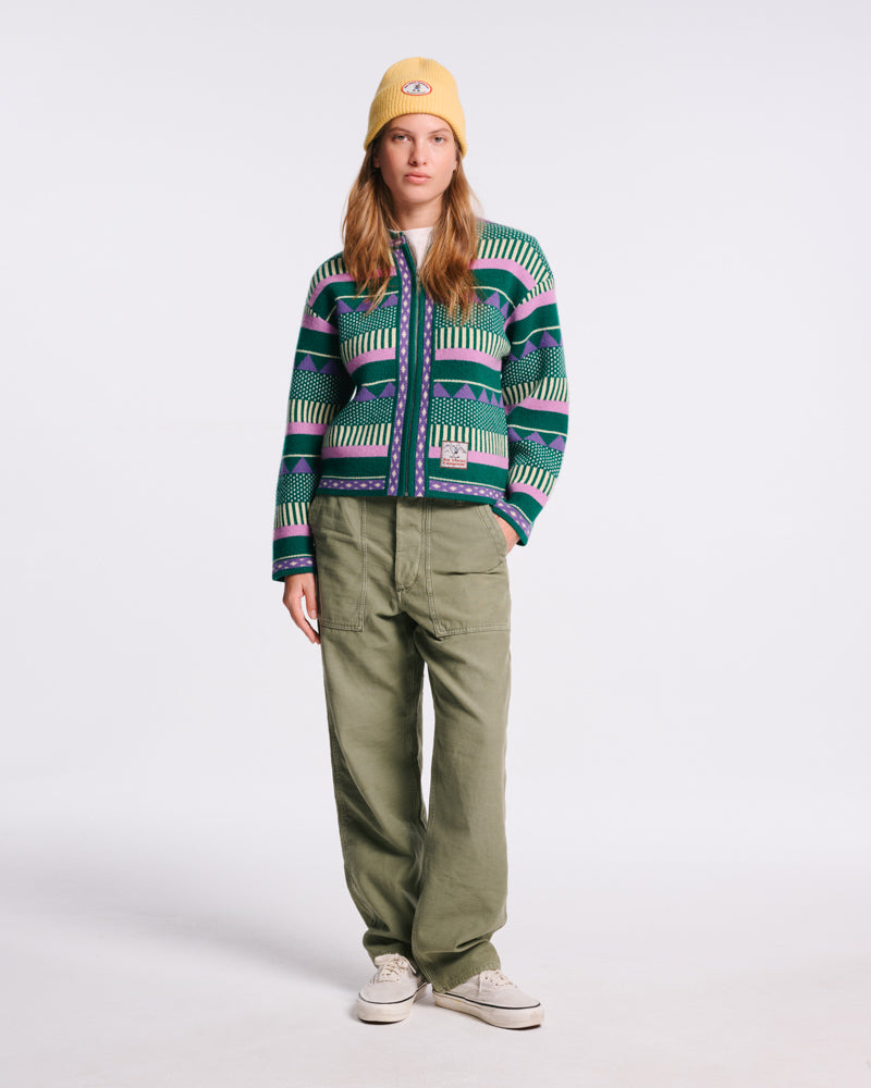 Au Vieux Campeur - Paid Leave - Nicole Cardigan - Green & Purple