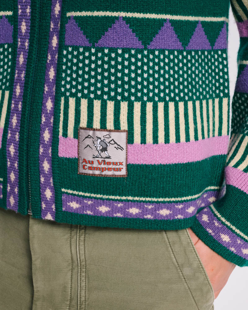 Au Vieux Campeur - Paid Leave - Nicole Cardigan - Green & Purple