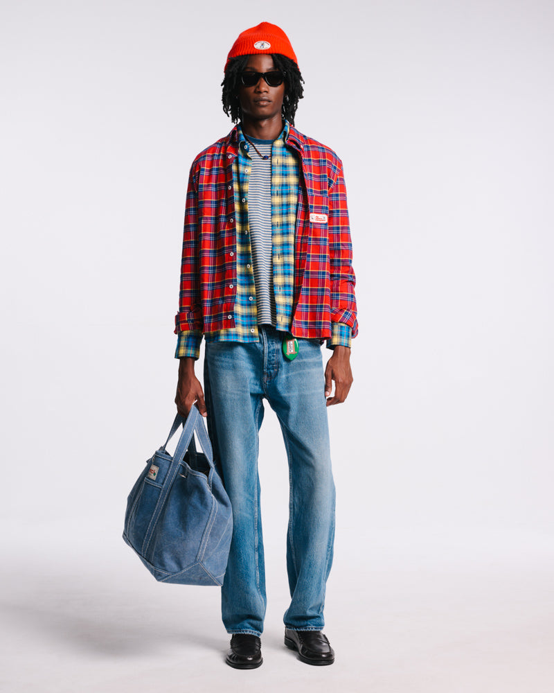 Au Vieux Campeur - Paid Vacation - Elmer Flannel Shirt - Red & Navy