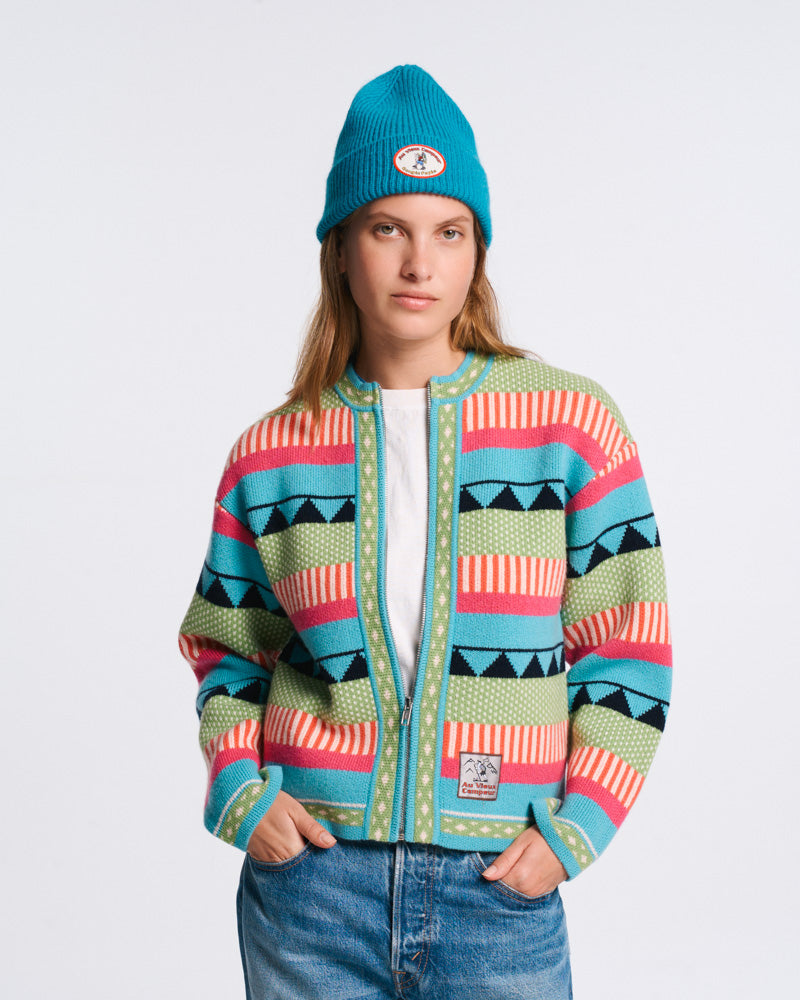 Au Vieux Campeur - Congés Payés - Cardigan Nicole - Vert & Bleu