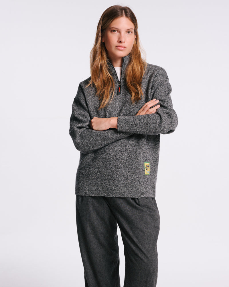 Au Vieux Campeur - Congés Payés - Pull Poppy - Noir Blanc Mouliné