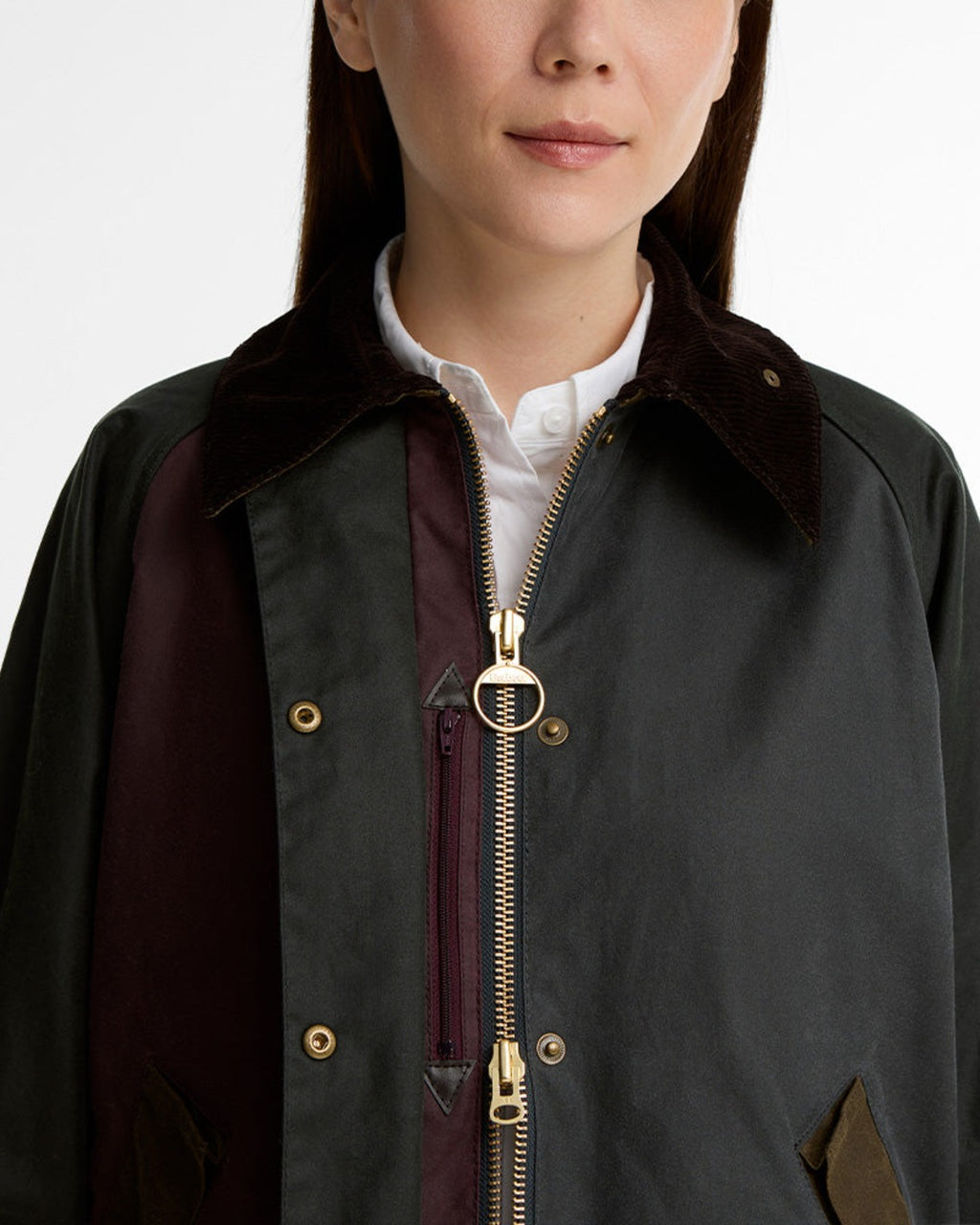 Barbour - Transport Wax Patchwork Jacket - Sage & Burgundy