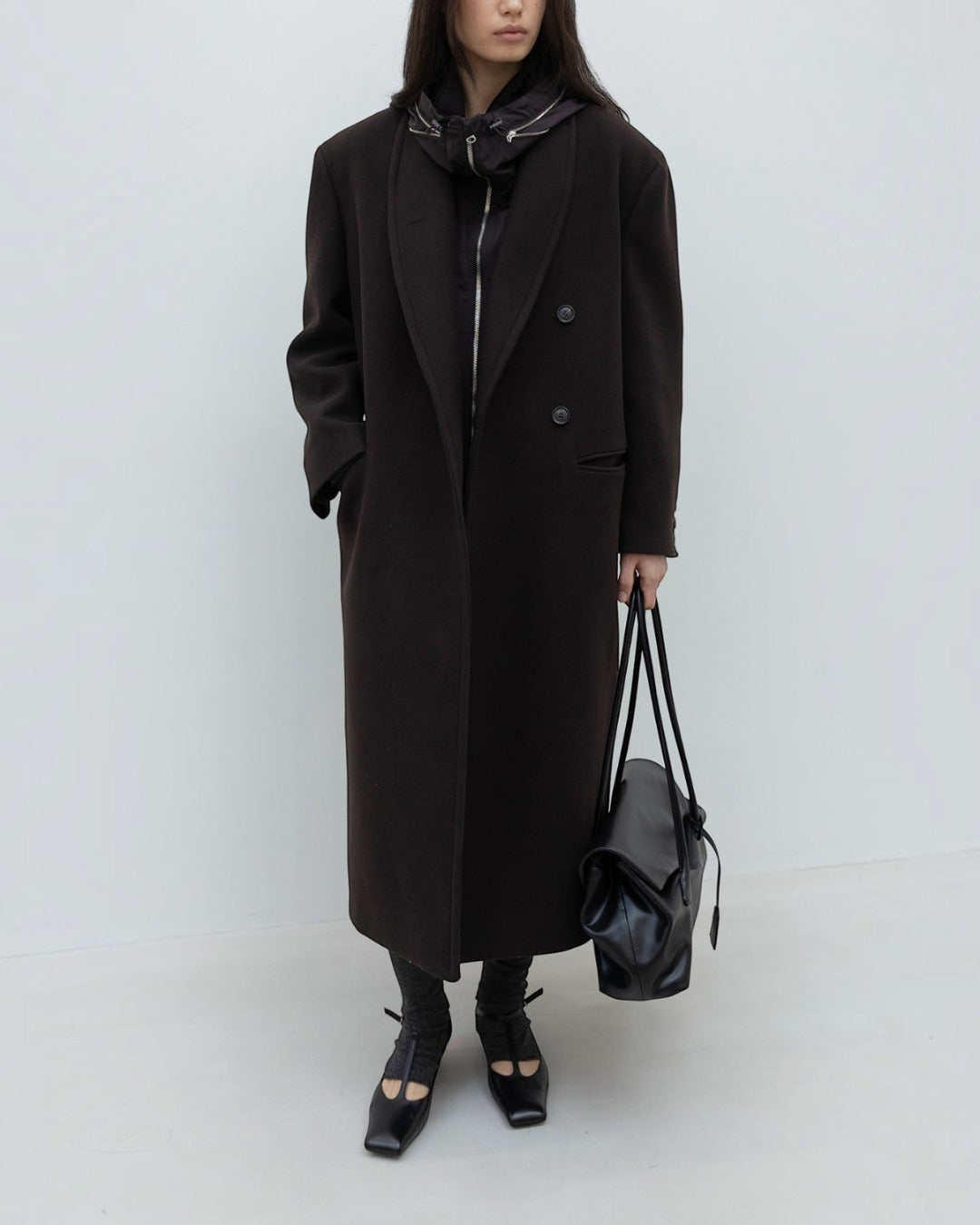 Low Classic - Manteau Col Châle - Marron