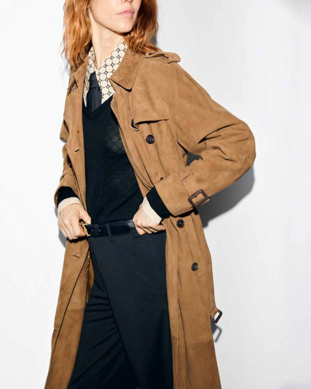 Gerard Darel - Trench En Cuir Velours Judy - Jaune