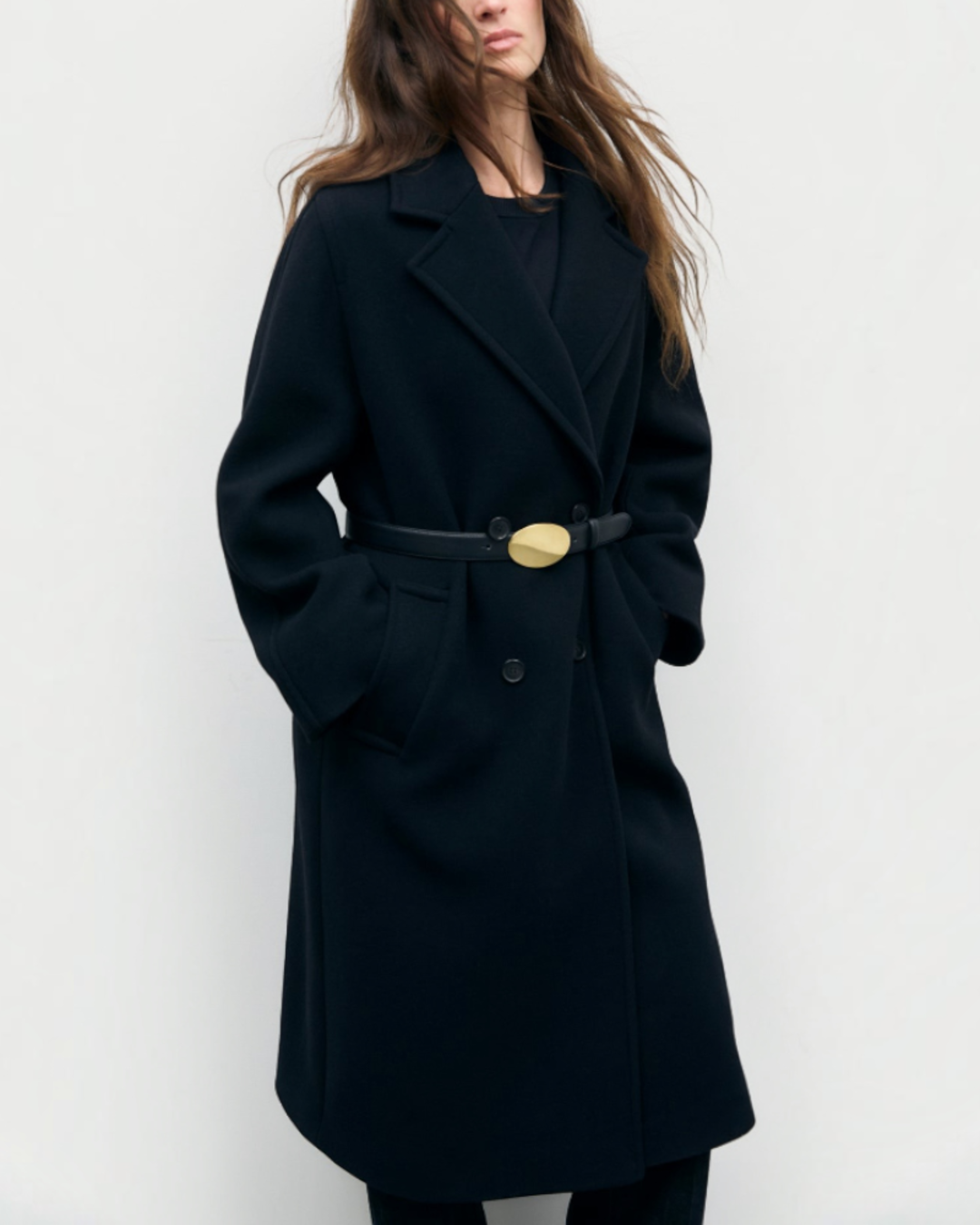Gerard Darel - Manteau Long Croisé Aliz - Noir