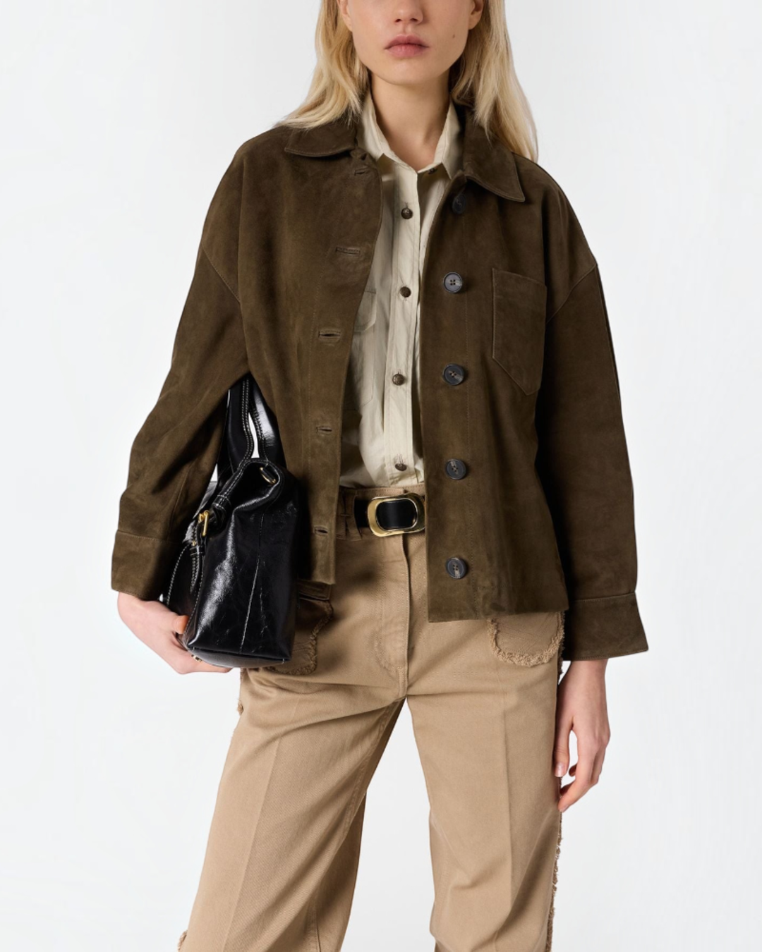 Gerard Darel - Pink Suede Leather Overshirt - Green