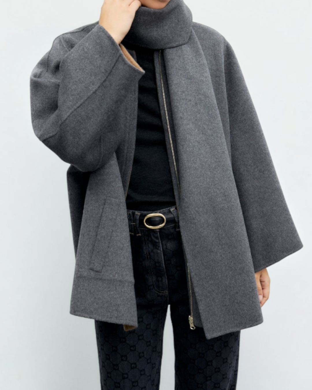 Gerard Darel - Manteau Zippé En Laine Double Face Amia - Gris