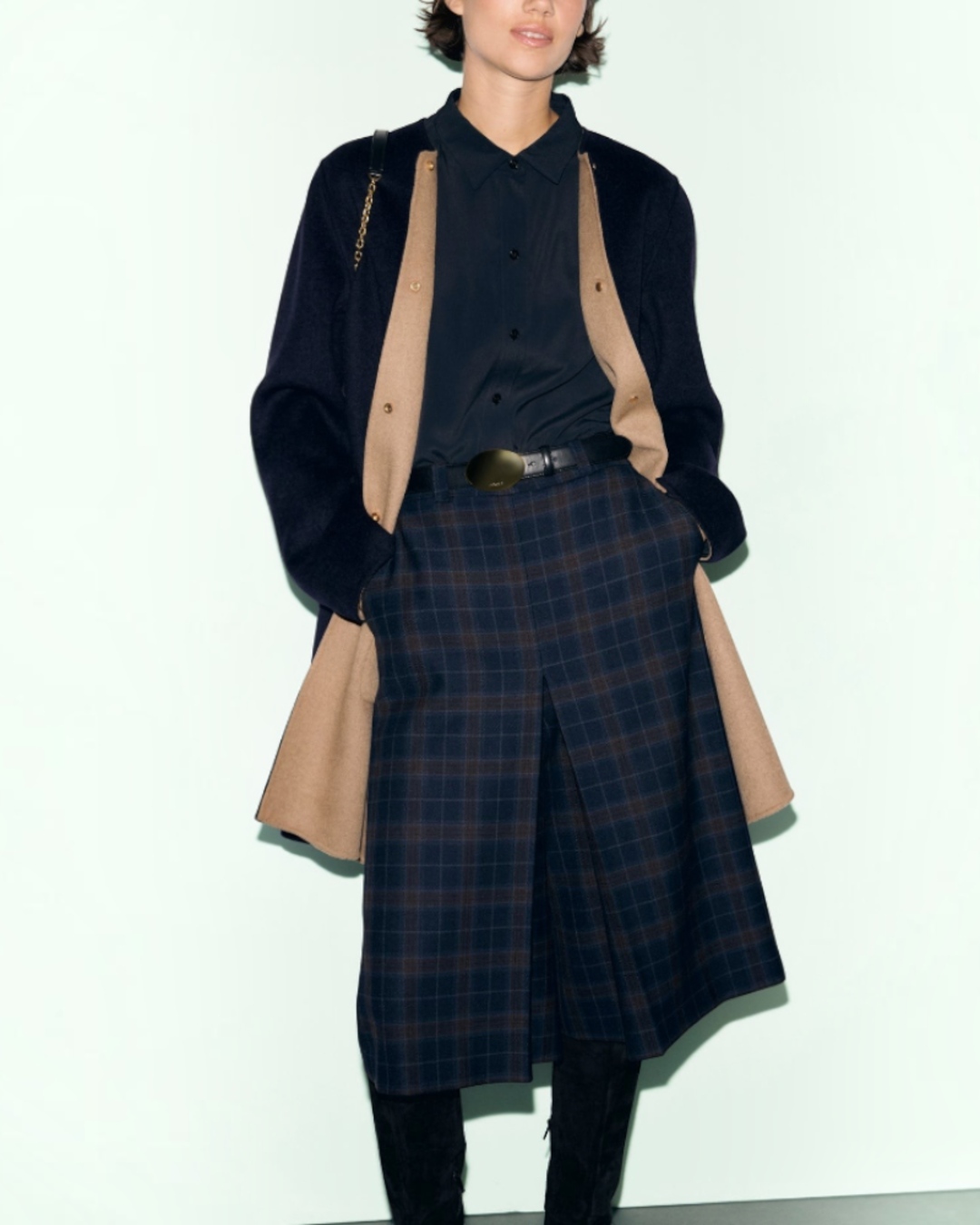 Gerard Darel - Manteau Droit En Laine Réversible Anai - Marine