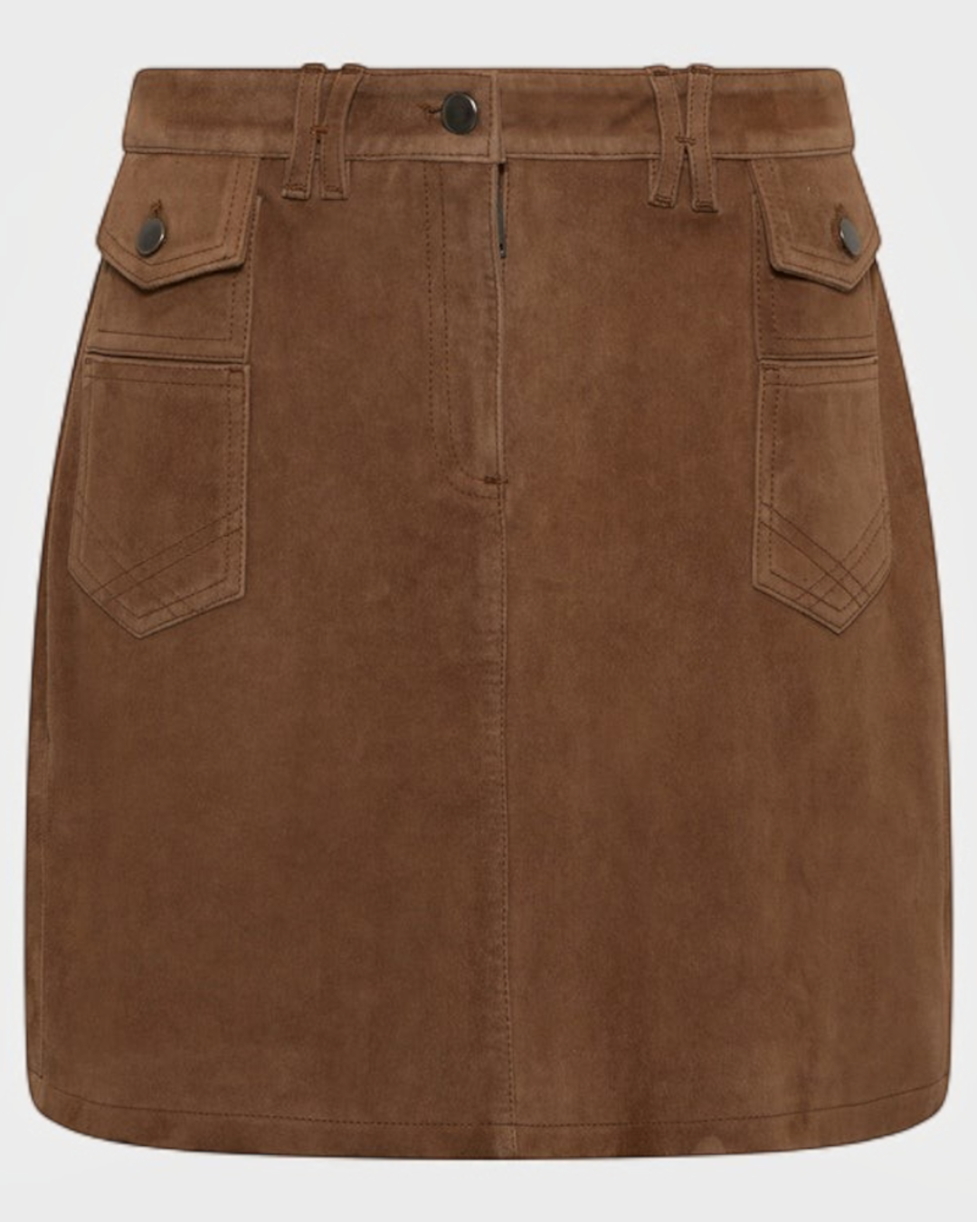 Gerard Darel - Jupe Courte En Cuir Velours Jemima - Marron