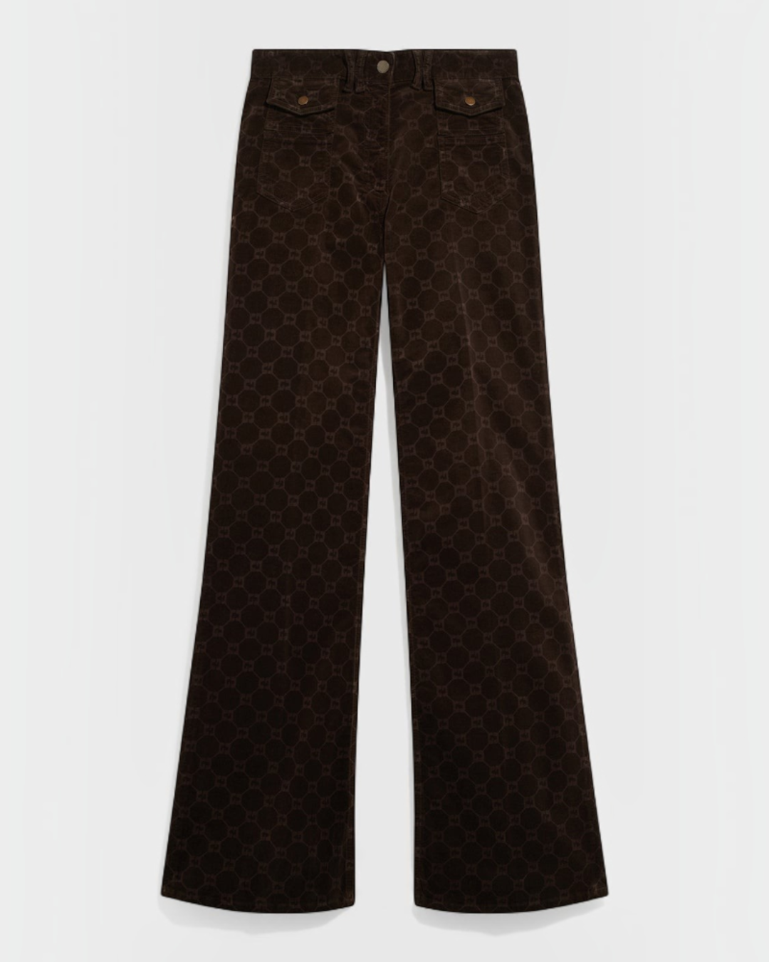 Gerard Darel - Pantalon Flare En Velours À Monogramme Anna - Marron