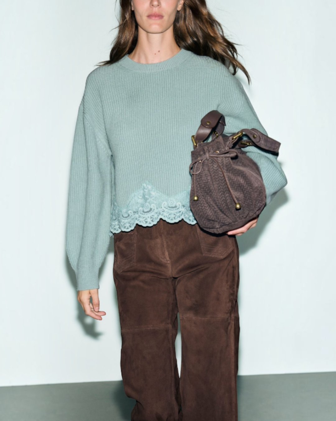 Gerard Darel - Pull Ample En Laine Et Dentelle Riviera - Vert
