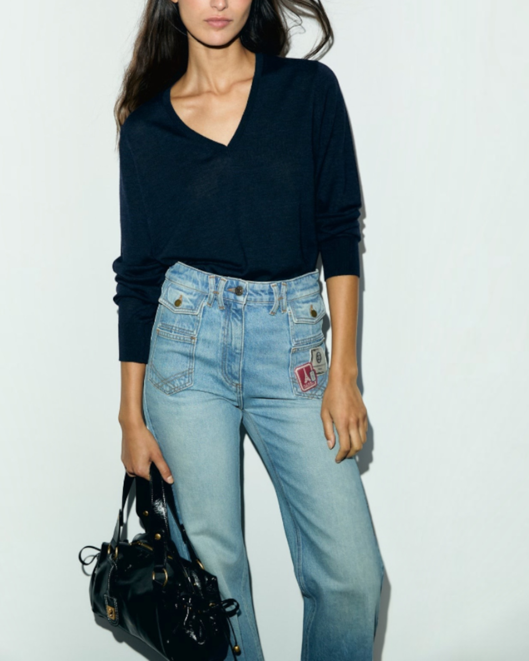 Gerard Darel - Pull V En Laine Fine Rachel - Marine