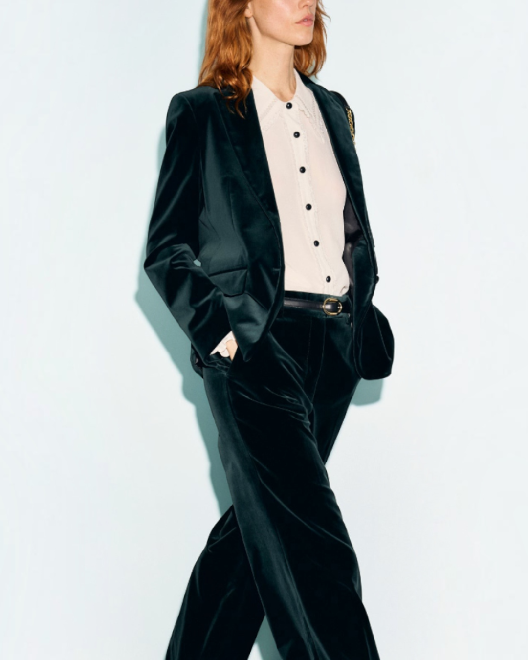 Gerard Darel - Veste En Velours Ras Jyna - Vert