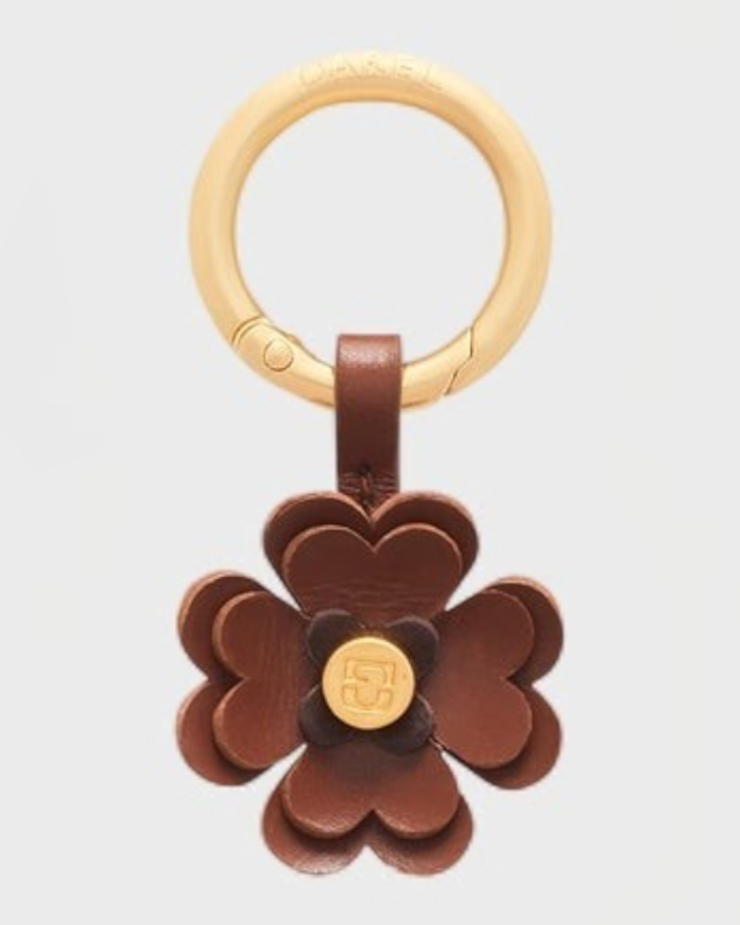 Gerard Darel - Trefoil Leather Charm - Tan & Brown