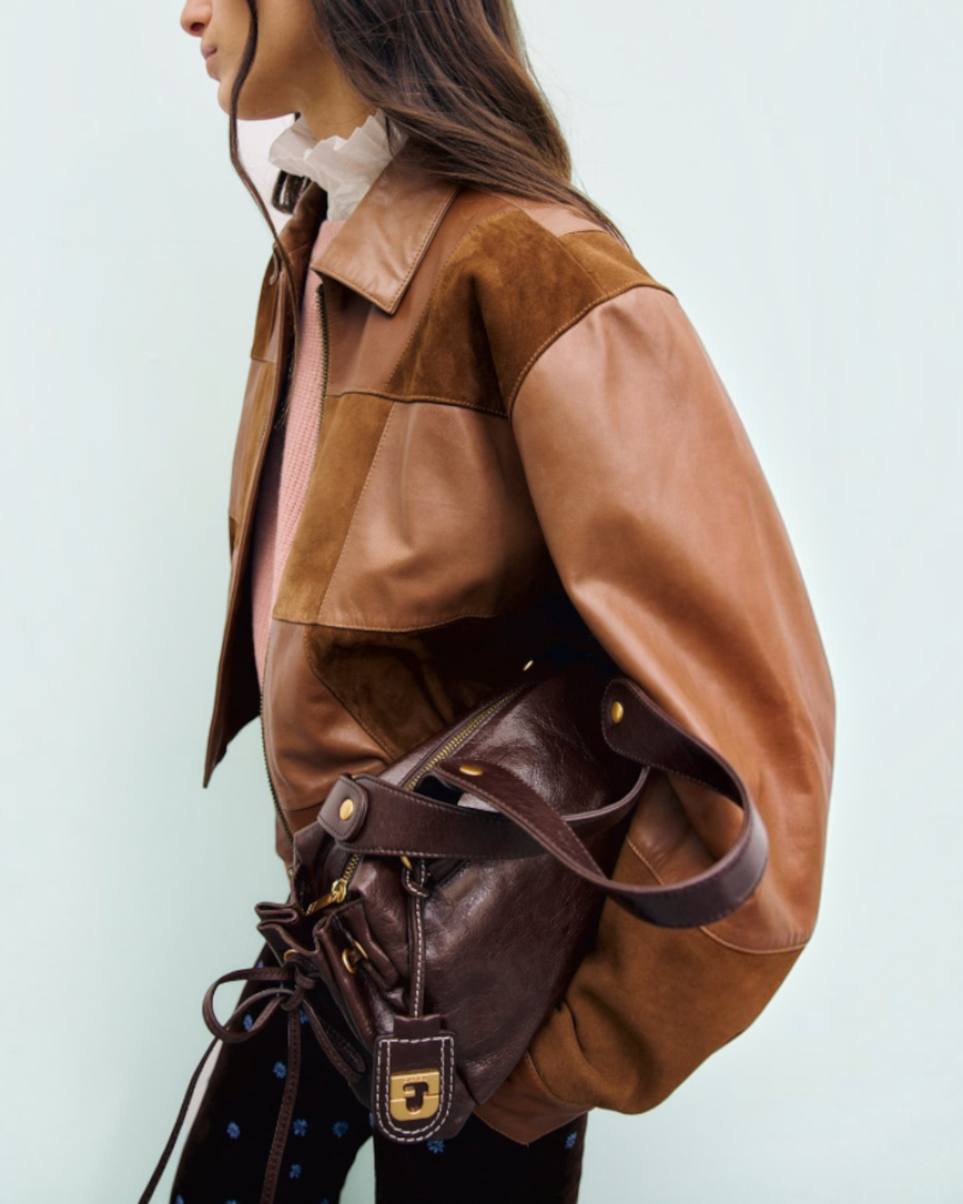 Gerard Darel - Jao Paneled Leather Jacket - Brown