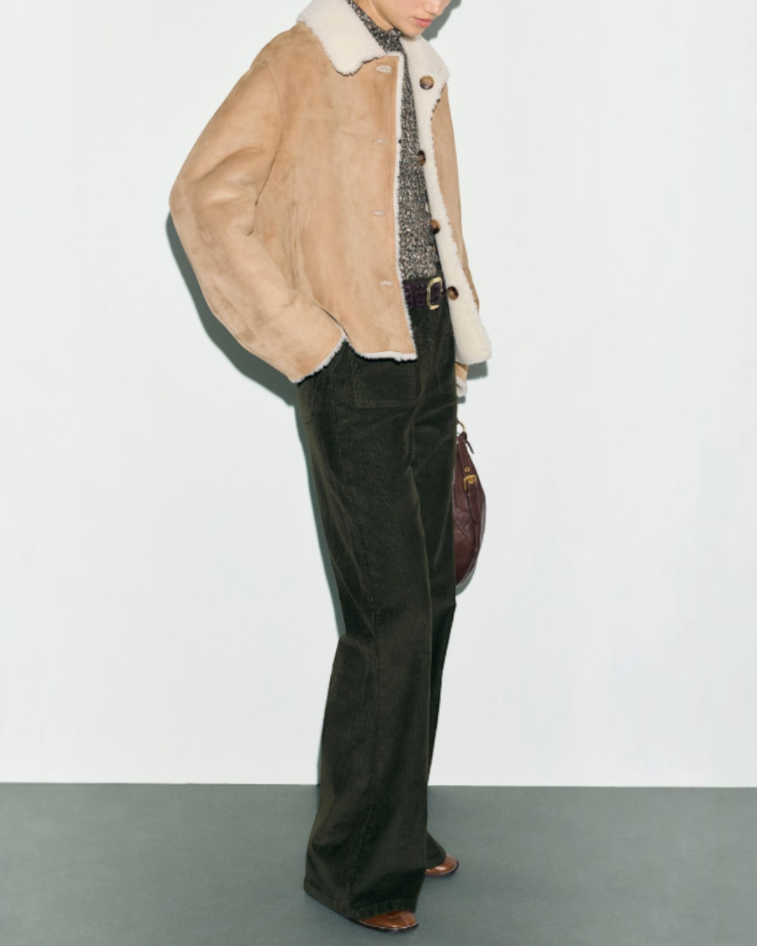 Gerard Darel - Manteau Court Réversible En Peau Lainée Farra - Marron