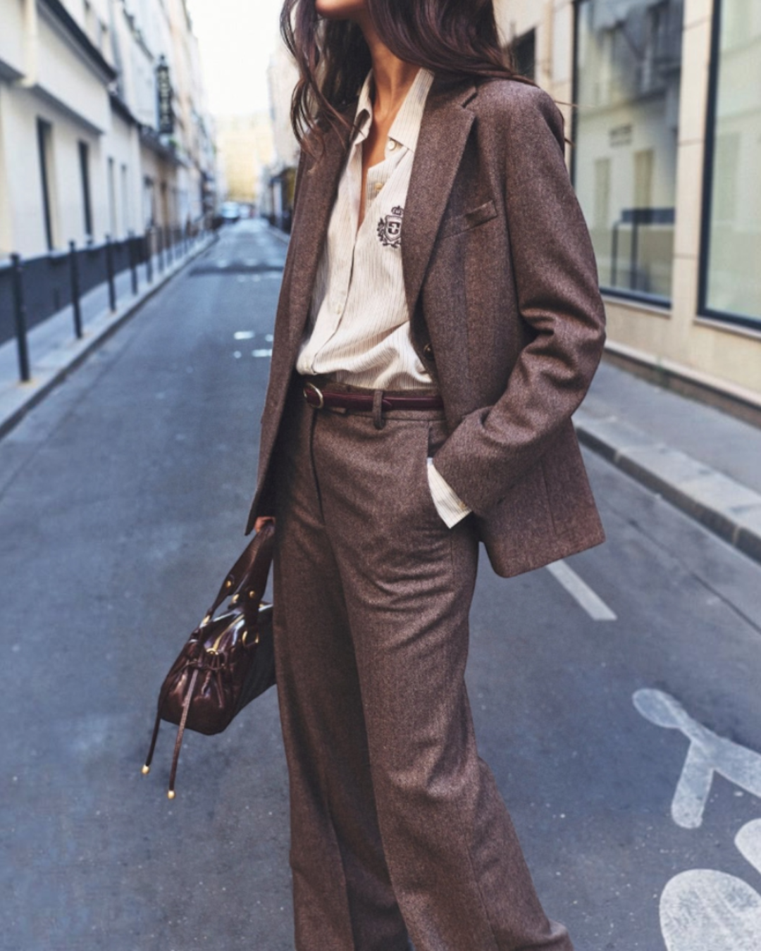 Gerard Darel - Pantalon Large De Tailleur À Chevrons Mia - Marron