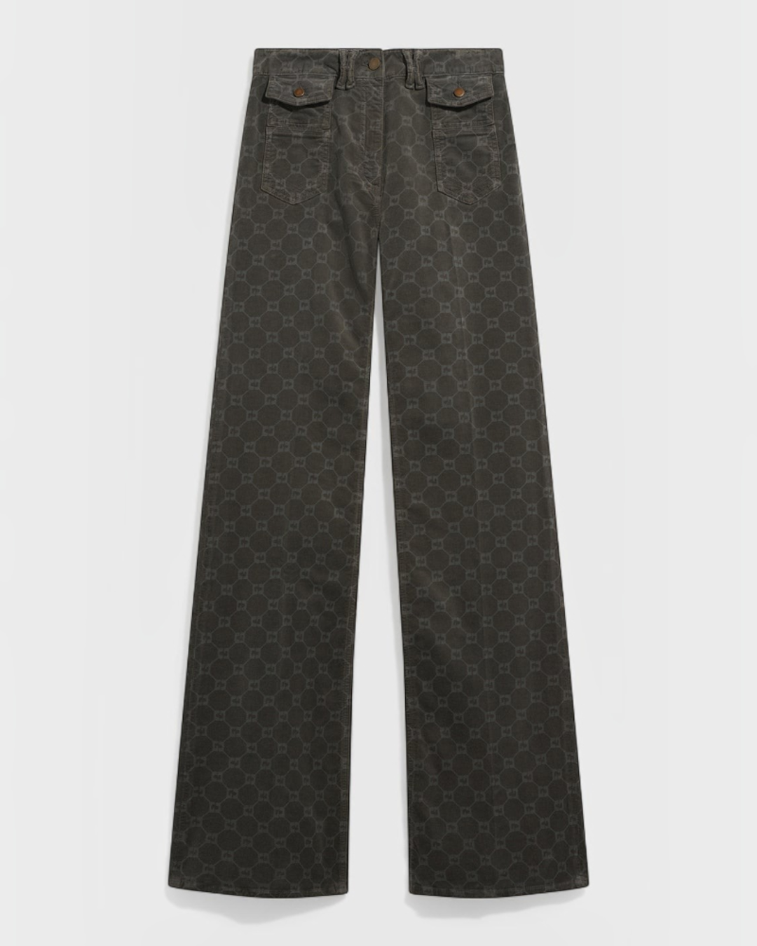 Gerard Darel - Pantalon Flare En Velours À Monogramme Anna - Gris