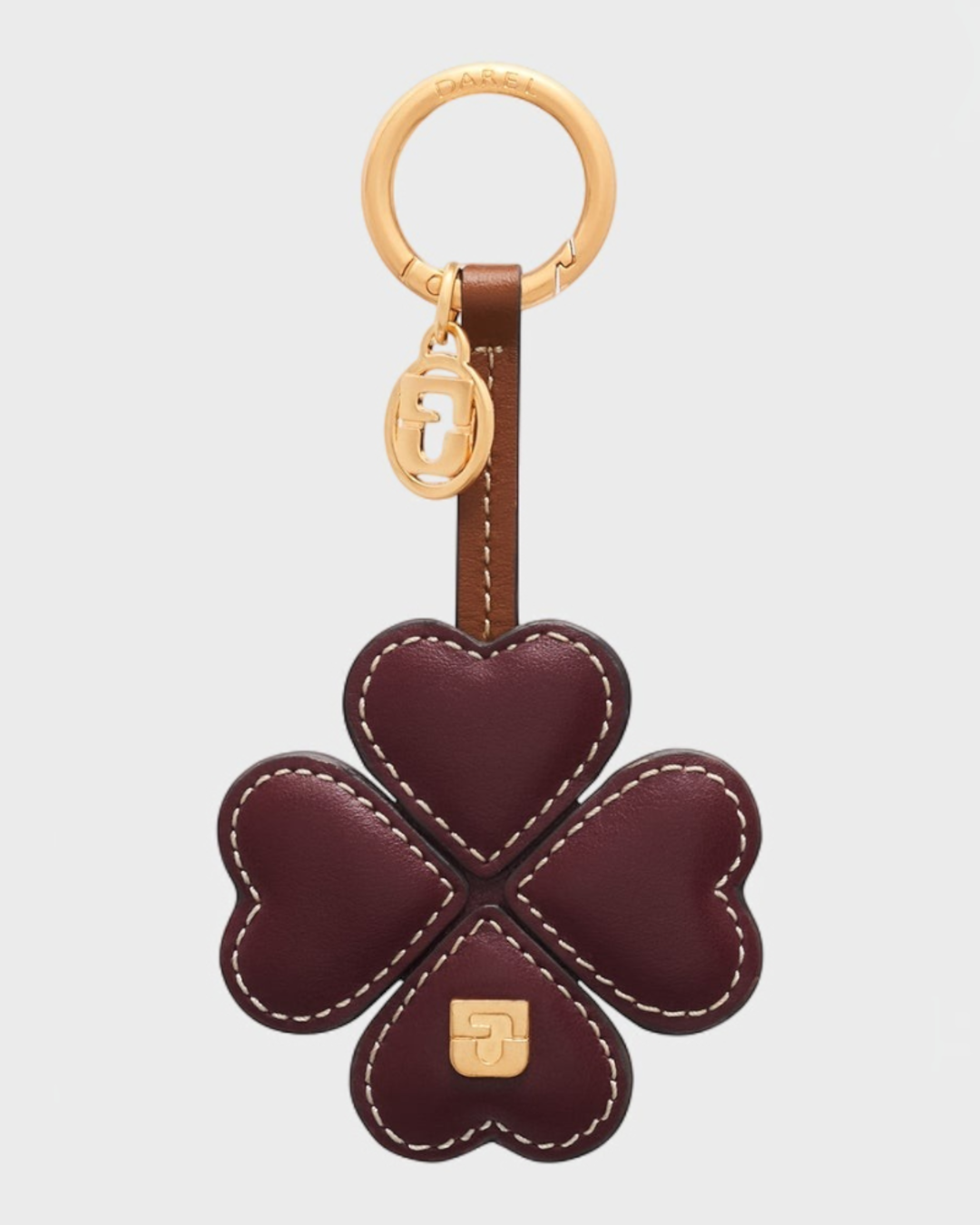 Gerard Darel - Charm En Cuir 4 Feuilles - Bordeaux