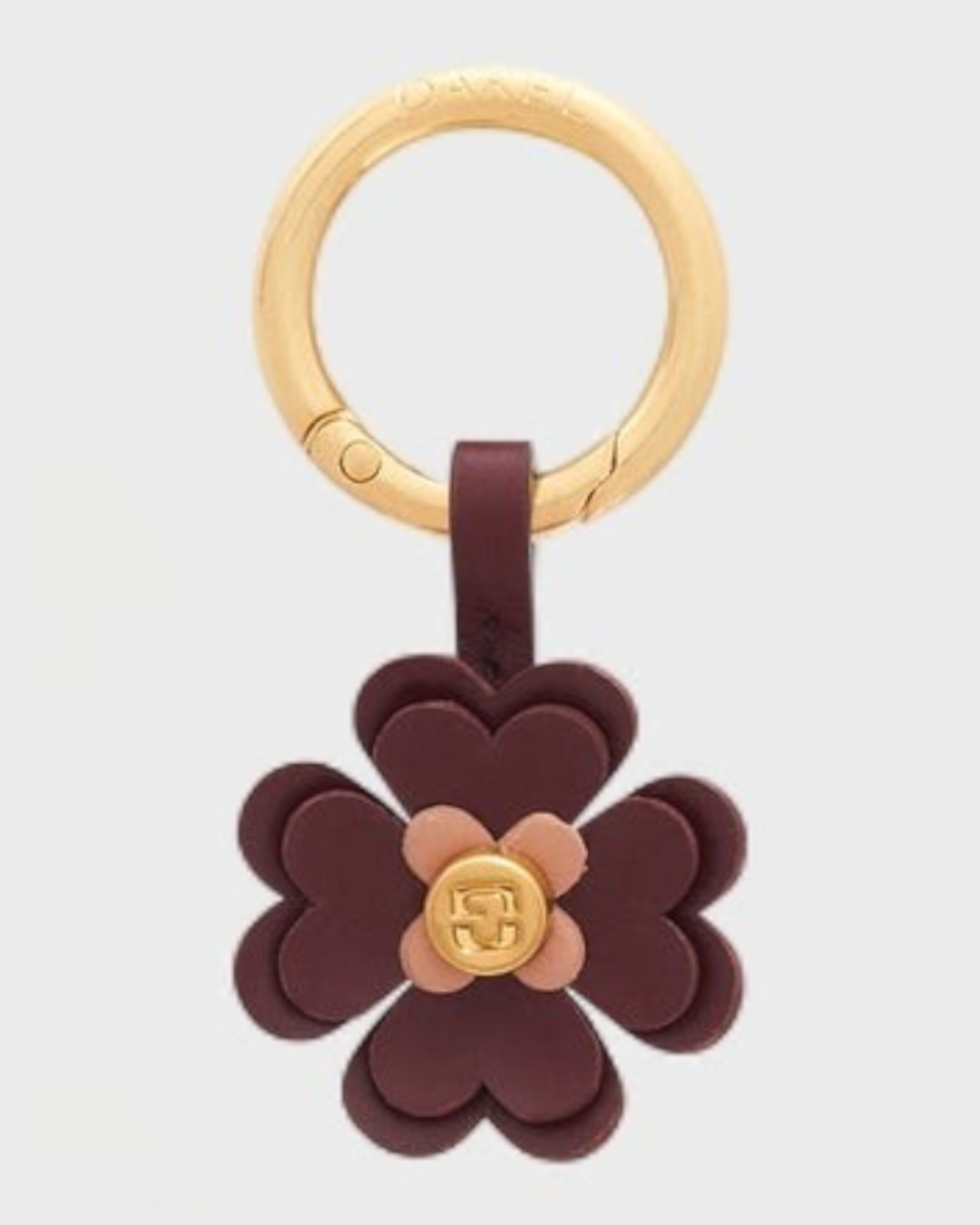 Gerard Darel - Trefoil Leather Charm - Burgundy & Nude