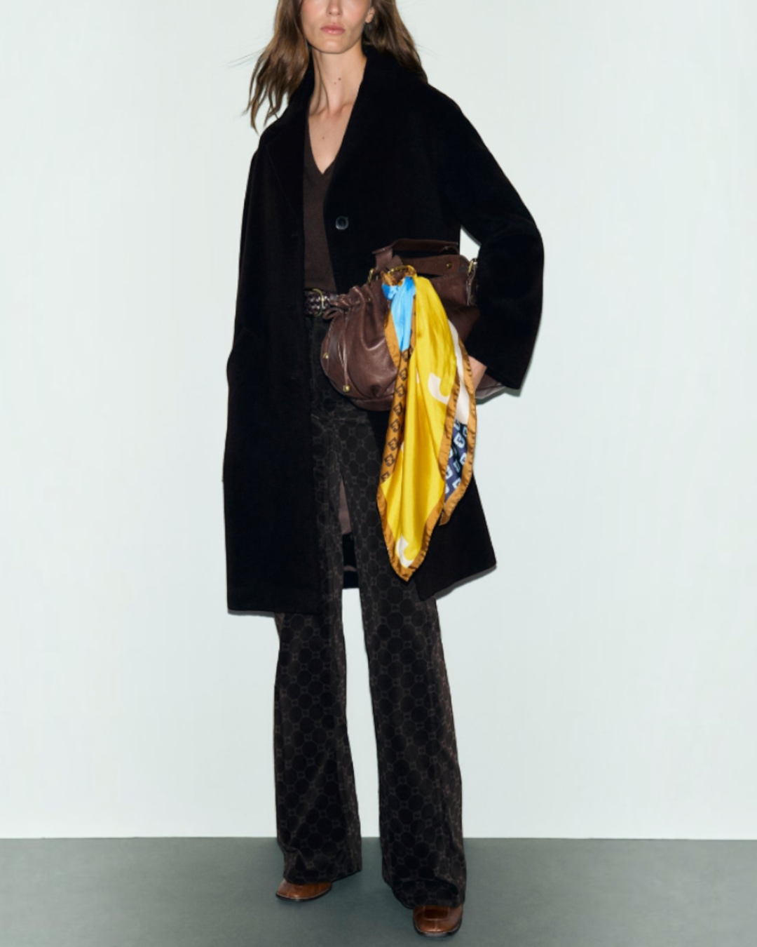 Gerard Darel - Manteau Droit En Laine Et Angora Aelis - Marron