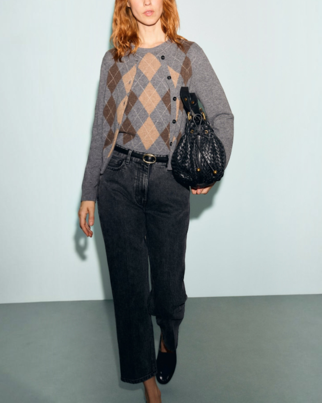 Gerard Darel - Gilet En Laine À Losanges Rely - Gris