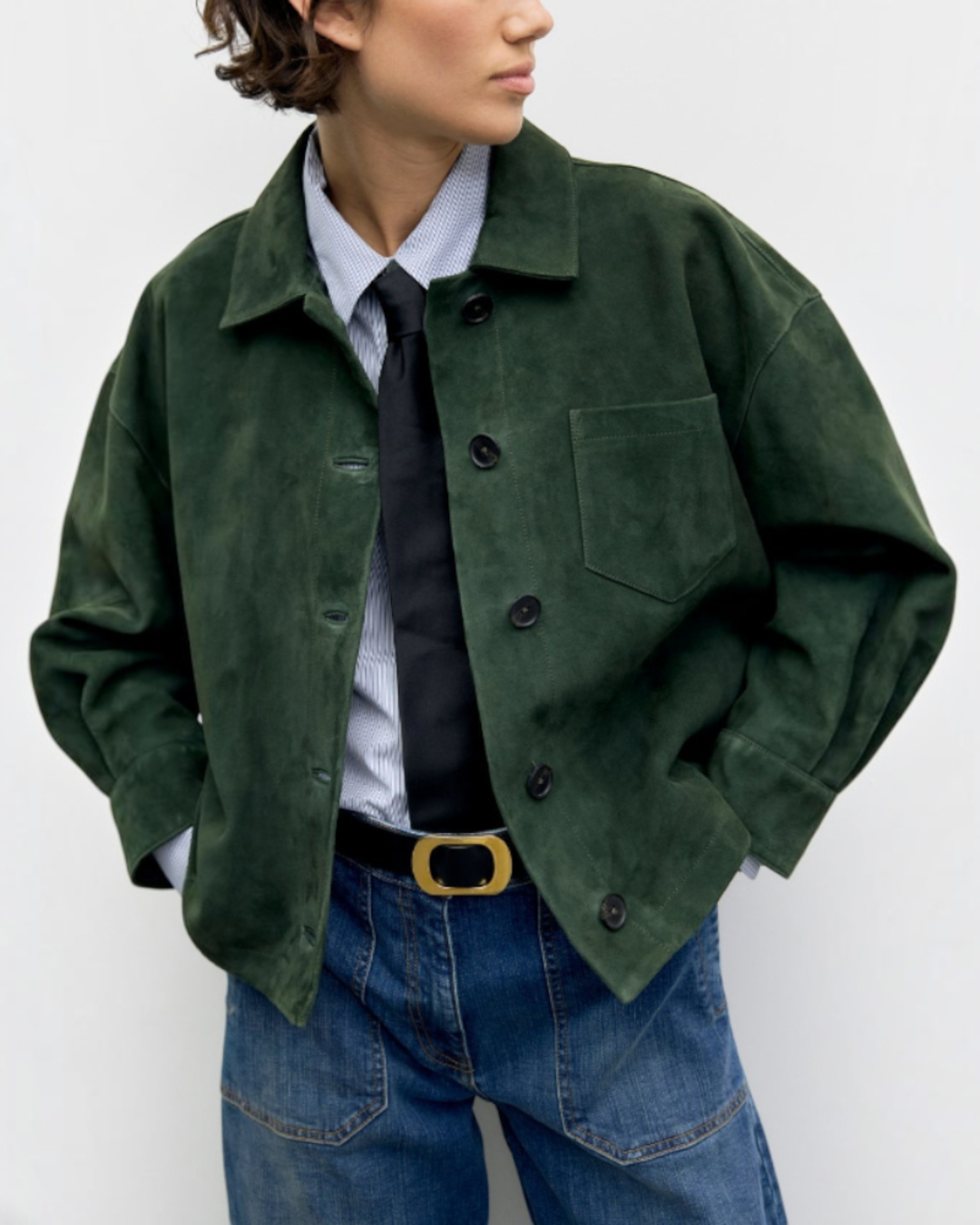 Gerard Darel - Surchemise En Cuir Velours Pia - Vert