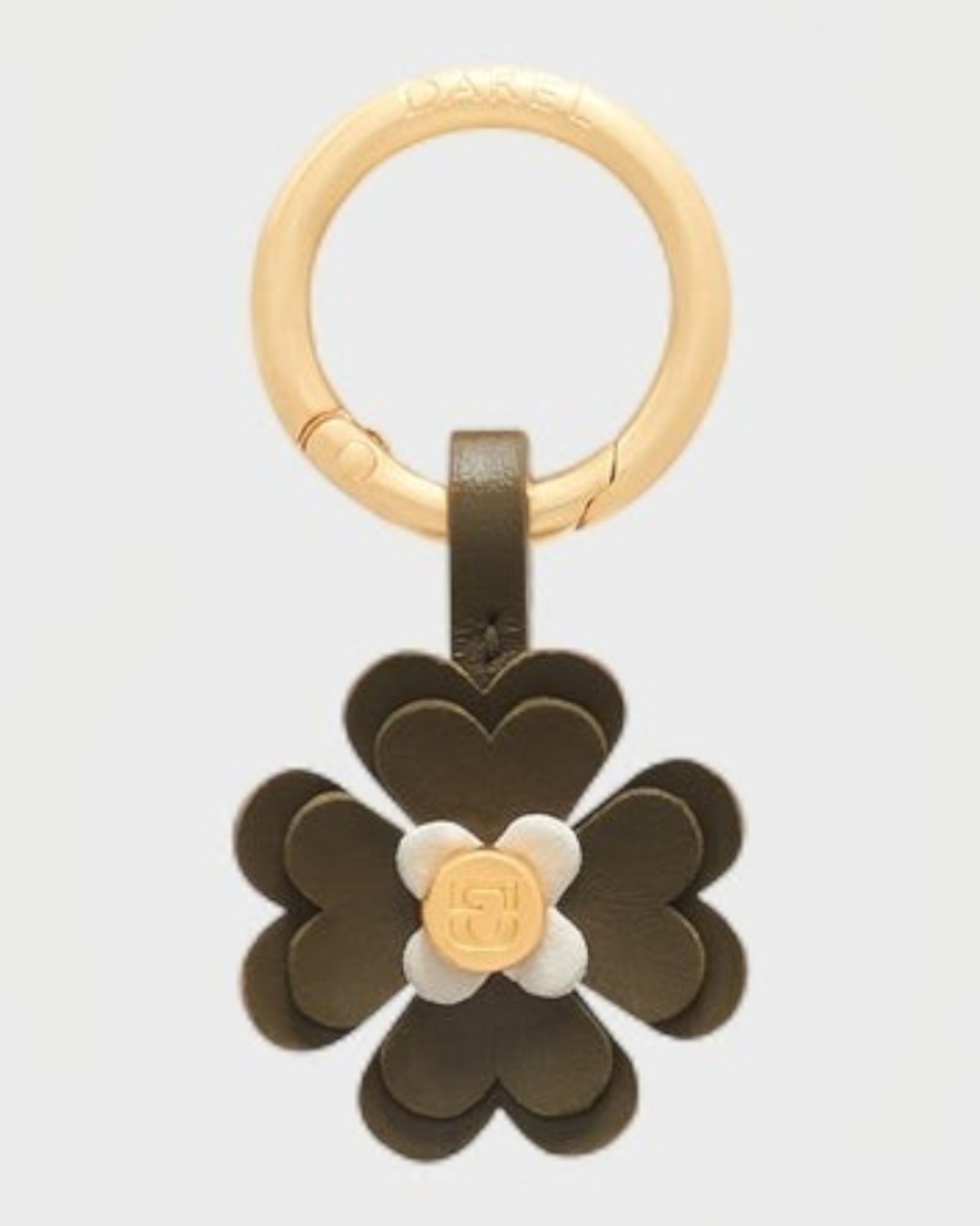 Gerard Darel - Trefoil Leather Charm - Khaki and White