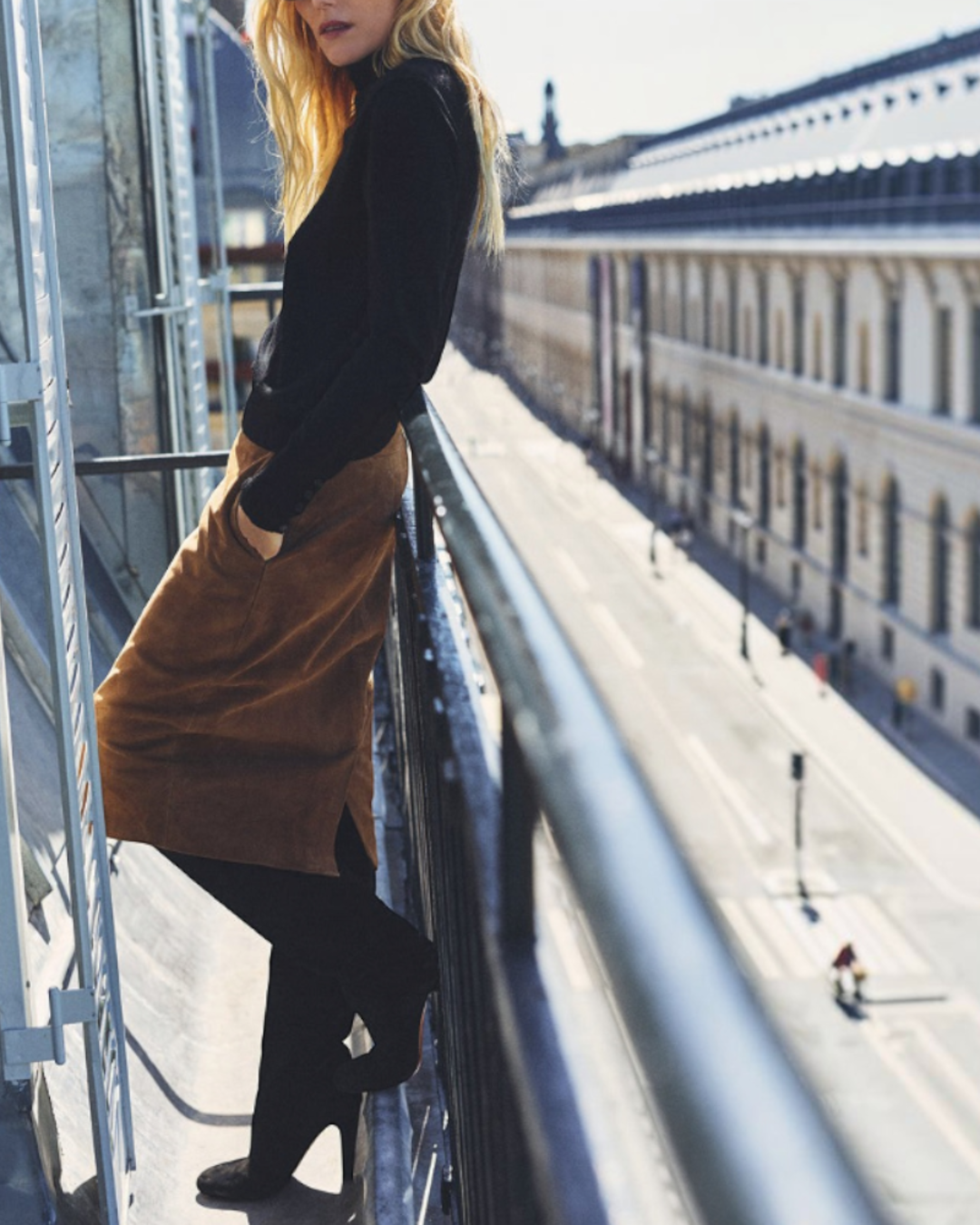 Gerard Darel - Trish Straight Velvet Leather Skirt - Yellow