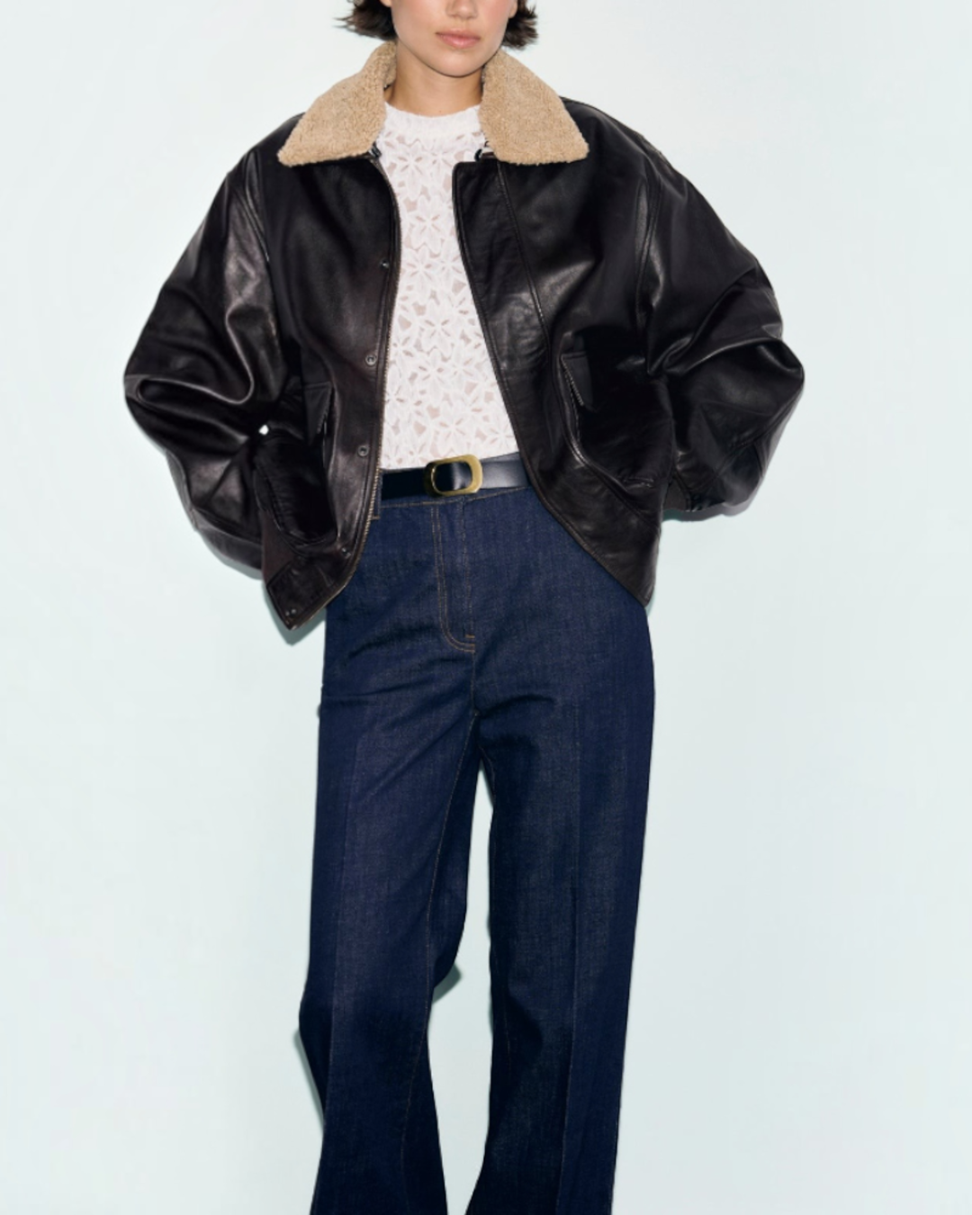 Gerard Darel - Blouson Aviateur En Cuir Et Col En Fourrure Pippa - Marron