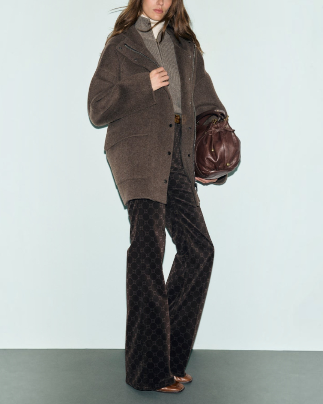 Gerard Darel - Manteau Droit À Capuche En Laine Alsa - Marron