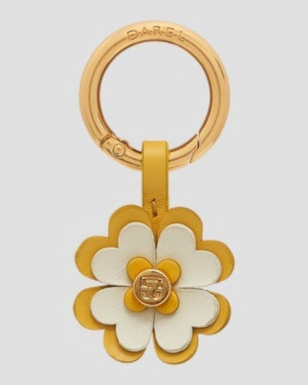 Merci x Gerard Darel - Charm En Cuir Trefle - Jaune & Blanc