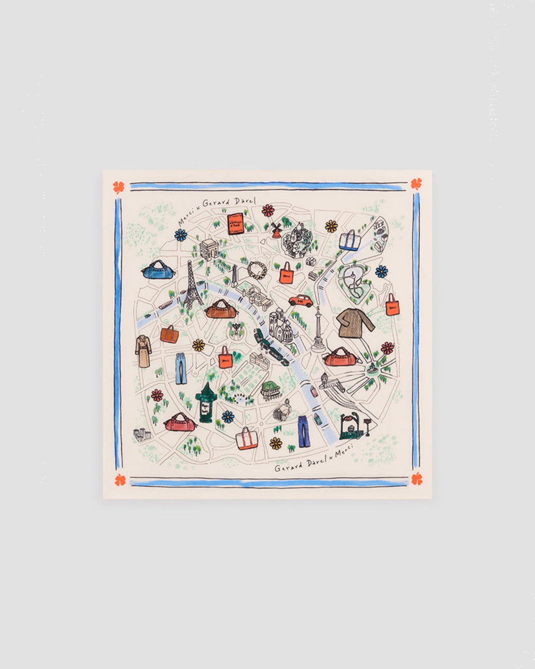 Merci x Gerard Darel - Foulard - Ecru & Bleu Ciel