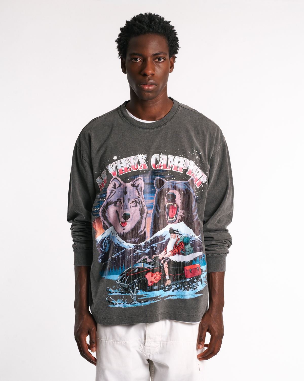Au Vieux Campeur - Congés Payés - T-shirt motoneige - Noir Delave