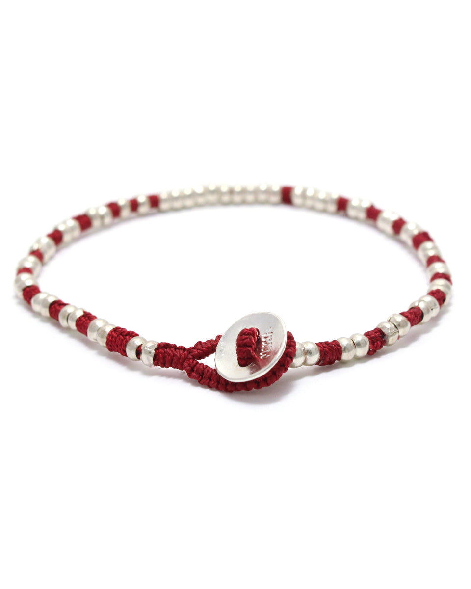 Mikia - Bracelet Silver Beads - Rouge