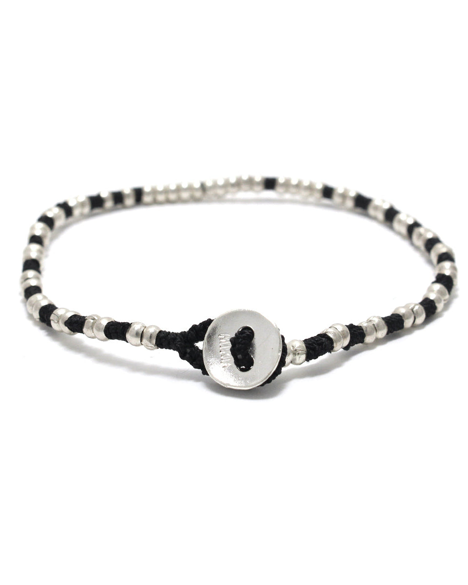 Mikia - Bracelet Silver Beads - Noir