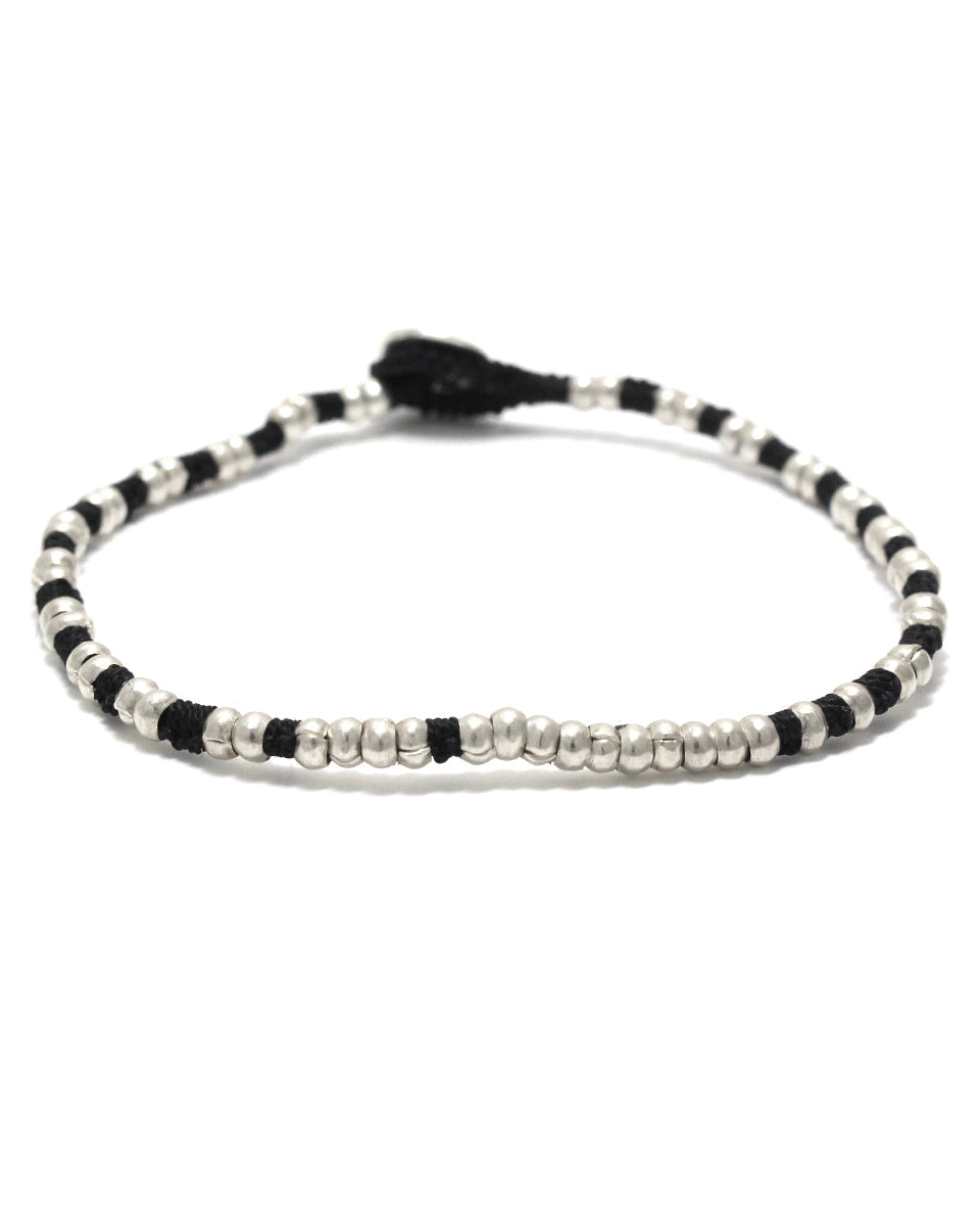 Mikia - Bracelet Silver Beads - Noir
