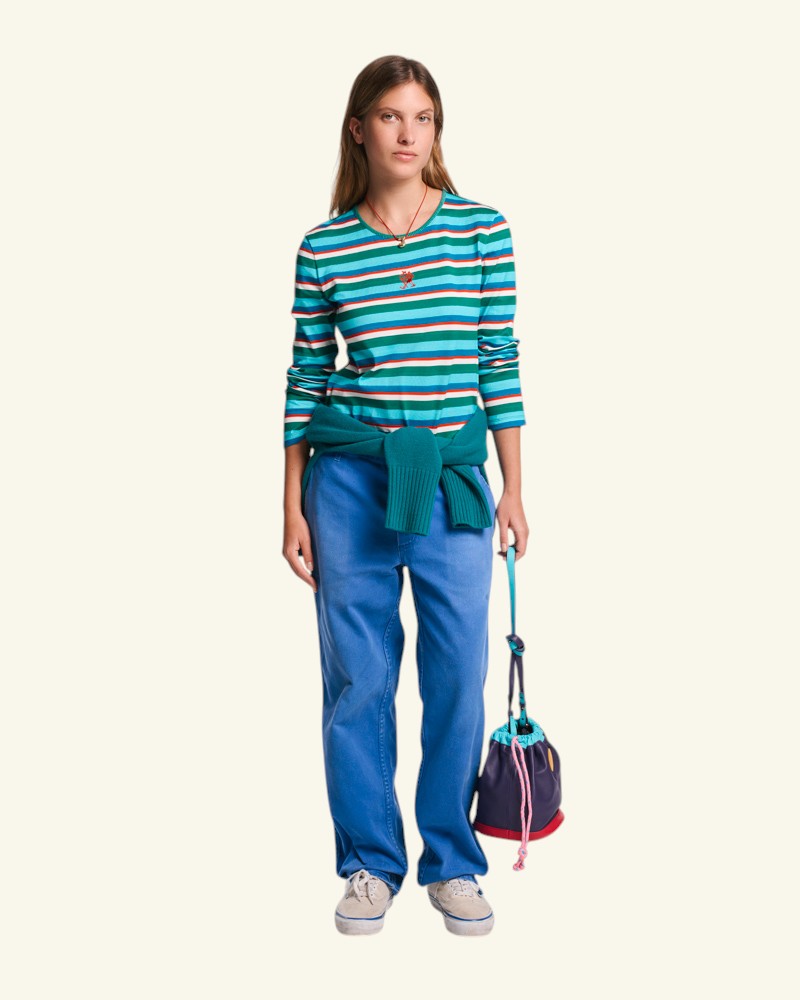 Au Vieux Campeur - Paid Leave - Bianca T-Shirt - Green Bleu Red & Ecru