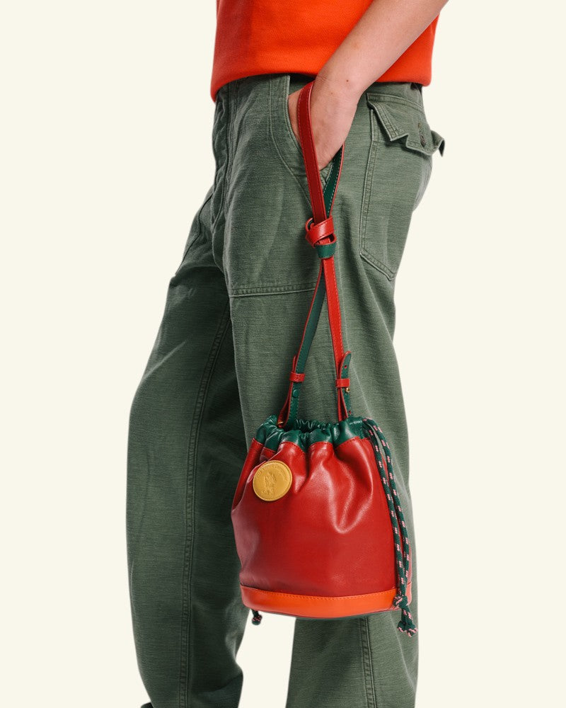 Au Vieux Campeur - Paid Leave - Climber Bag - Bordeaux Green & Orange