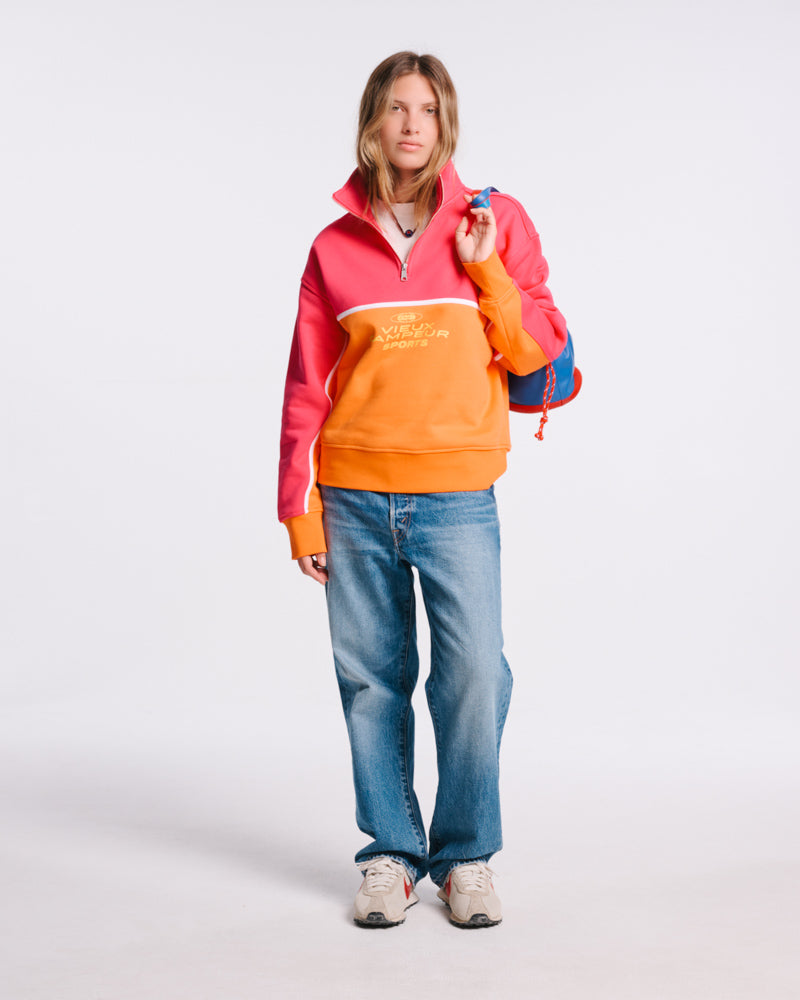 Au Vieux Campeur - Paid Leave - Vc Sport Sweatshirt - Pink & Orange