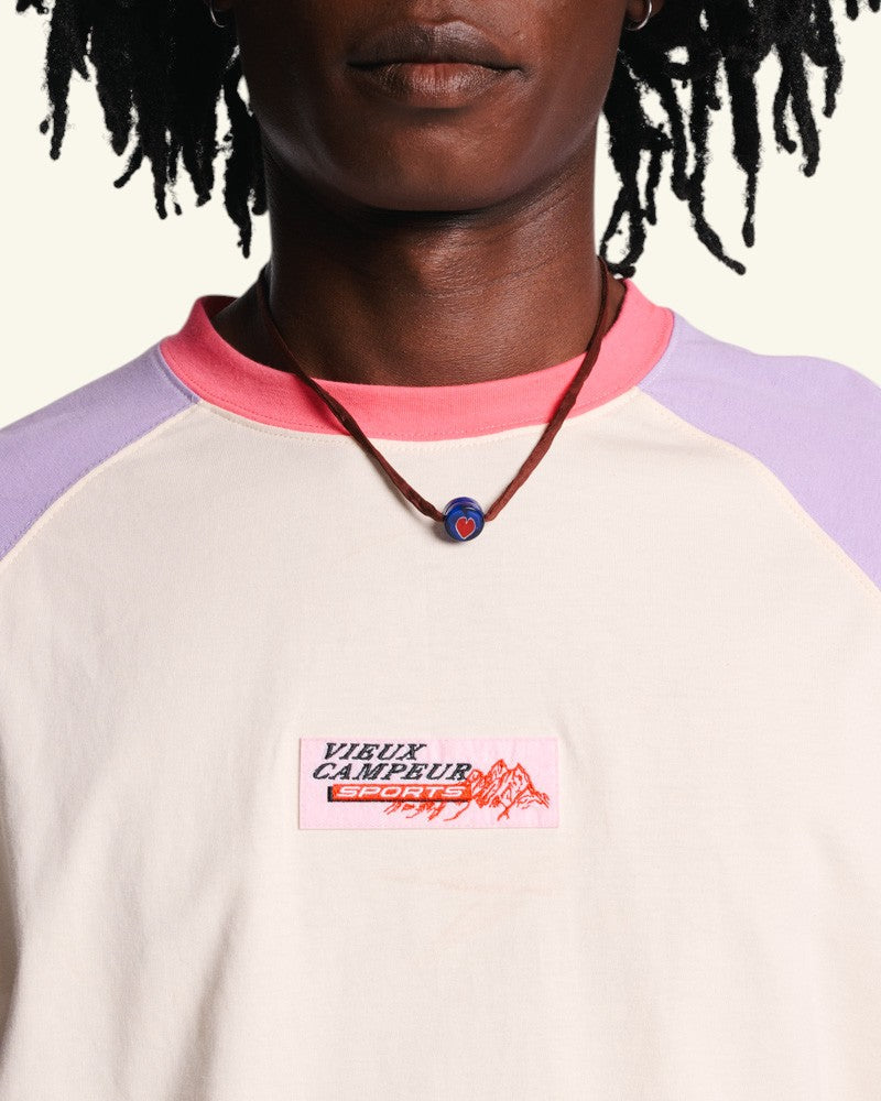 Au Vieux Campeur - Congés Payés - T-shirt Jace - Ecru Violet & Rose