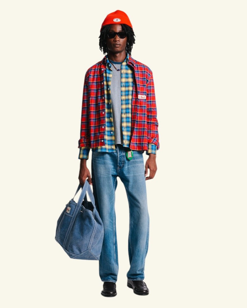 Au Vieux Campeur - Paid Vacation - Elmer Flannel Shirt - Red & Navy
