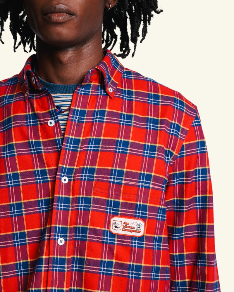Au Vieux Campeur - Paid Vacation - Elmer Flannel Shirt - Red & Navy