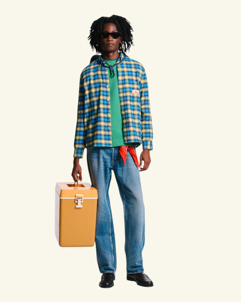 Au Vieux Campeur - Congés Payés - Chemise Elmer Flanelle - Bleu & Jaune