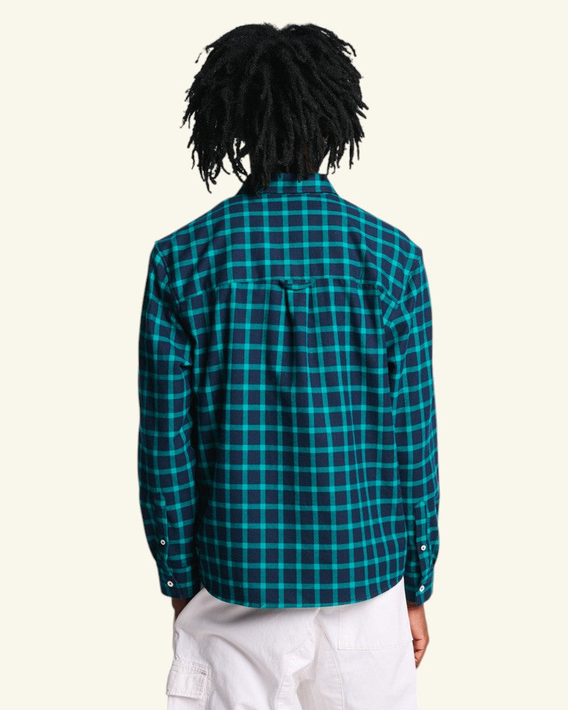 Au Vieux Campeur - Congés Payés - Chemise Elmer Flanelle - Marine & Vert d'eau
